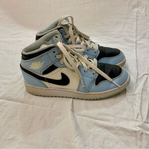 Nike Air Jordan 1 Mid Boys Blue and Black Sneaker RARE COLOR